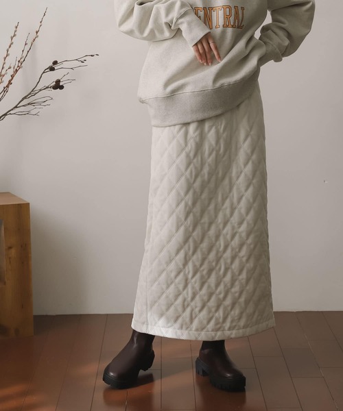 SENSE OF PLACE by URBAN RESEARCH(センスオブプレイスバイアーバンリサーチ)の「キルティングナロースカート(スカート・レディース・ブラウン/アイボリー/ブラック・ONE)」の10枚目の写真