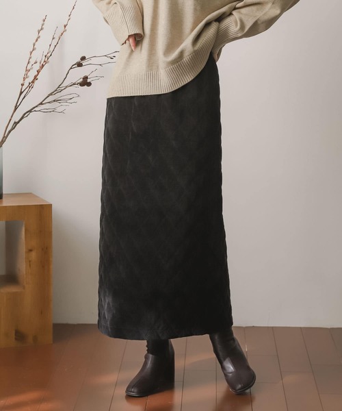 SENSE OF PLACE by URBAN RESEARCH(センスオブプレイスバイアーバンリサーチ)の「キルティングナロースカート(スカート・レディース・ブラウン/アイボリー/ブラック・ONE)」の15枚目の写真