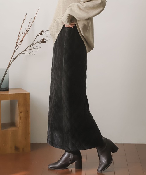 SENSE OF PLACE by URBAN RESEARCH(センスオブプレイスバイアーバンリサーチ)の「キルティングナロースカート(スカート・レディース・ブラウン/アイボリー/ブラック・ONE)」の16枚目の写真