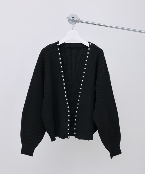 セール】パール付ガウンニットカーディガン スポンディッシュ