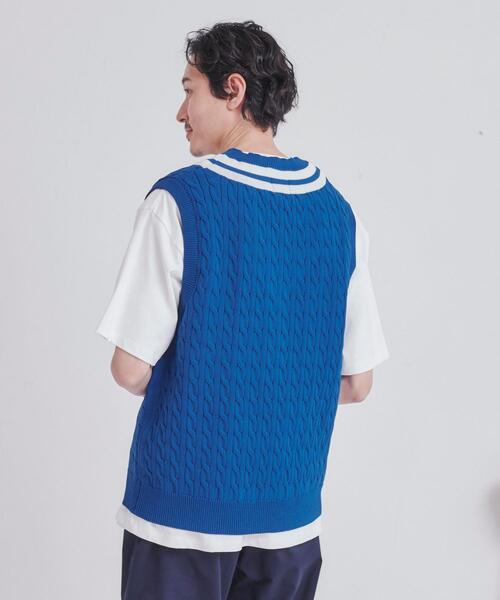 coen(コーエン)の「The M&M Store(ザ・ミックス&マッチストア)コラボ ケーブルチルデンベスト(ベスト・メンズ・ホワイト/ネイビー・M/L)」の3枚目の写真