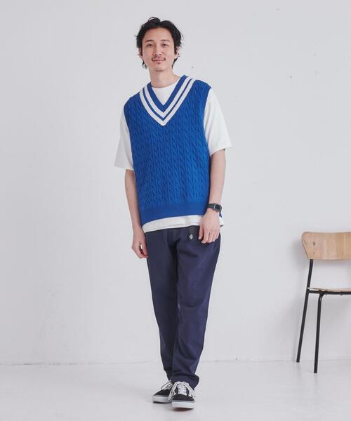 coen(コーエン)の「The M&M Store(ザ・ミックス&マッチストア)コラボ ケーブルチルデンベスト(ベスト・メンズ・ホワイト/ネイビー・M/L)」の6枚目の写真