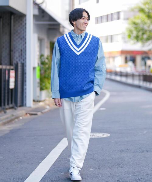 coen(コーエン)の「The M&M Store(ザ・ミックス&マッチストア)コラボ ケーブルチルデンベスト(ベスト・メンズ・ホワイト/ネイビー・M/L)」の8枚目の写真