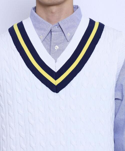 coen(コーエン)の「The M&M Store(ザ・ミックス&マッチストア)コラボ ケーブルチルデンベスト(ベスト・メンズ・ホワイト/ネイビー・M/L)」の19枚目の写真