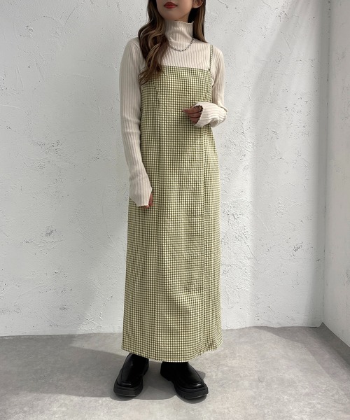 apres jour mignon(アプレジュールミニョン)の「チェックナローキャミワンピース【ZOZOTOWN限定アイテム】(ワンピース・レディース・ブラック/グリーン・SMALL/MEDIUM/X-LARGE)」の2枚目の写真