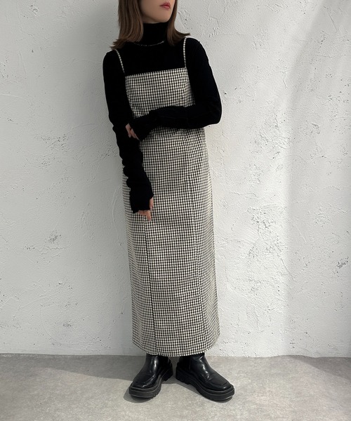 apres jour mignon(アプレジュールミニョン)の「チェックナローキャミワンピース【ZOZOTOWN限定アイテム】(ワンピース・レディース・ブラック/グリーン・SMALL/MEDIUM/X-LARGE)」の5枚目の写真