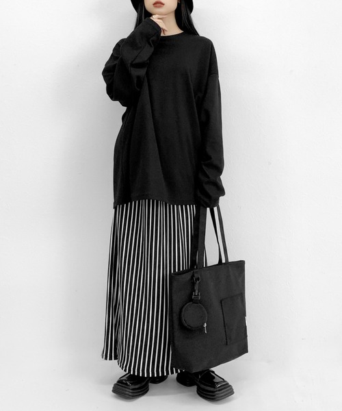 LVEU.(ラブユ.)の「【LVEU.】ミニポーチ付きキャンバストートバッグ / バッグ 鞄 BAG キャンバス トート ポーチ A4 スクエア 肩掛け ブラック(トートバッグ・レディース・ブラック・FREE)」の7枚目の写真