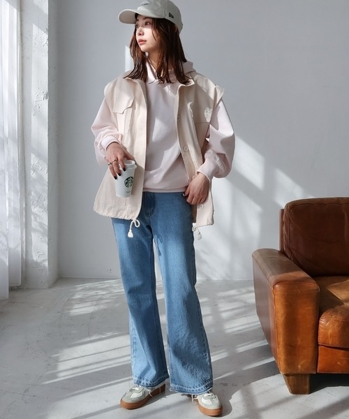 andme（アンドミー）の「裏毛長袖スウェットパーカー（パーカー・レディース・ホワイト/ブラック/ブルー/オートミール/ライトピンク/ライトベージュ・M/L）」の16枚目の写真