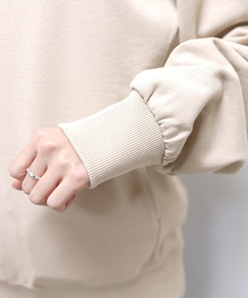 andme（アンドミー）の「裏毛長袖スウェットパーカー（パーカー・レディース・ホワイト/ブラック/ブルー/オートミール/ライトピンク/ライトベージュ・M/L）」の13枚目の写真