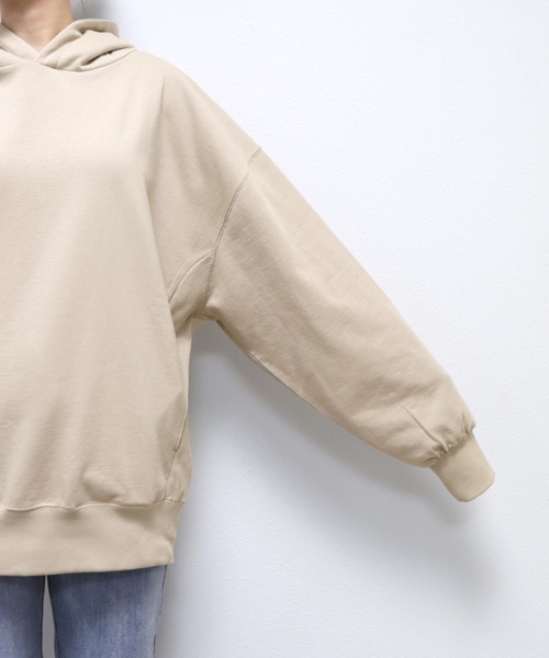 andme（アンドミー）の「裏毛長袖スウェットパーカー（パーカー・レディース・ホワイト/ブラック/ブルー/オートミール/ライトピンク/ライトベージュ・M/L）」の9枚目の写真