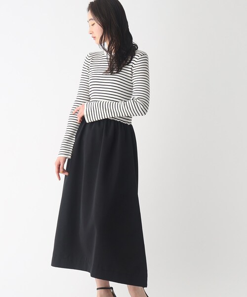 OPAQUE.CLIP（オペークドットクリップ）の「◆ドッキングニットワンピース【洗濯機洗い可】（ワンピース・レディース・ブラック/ライトグレー/ホワイト系5・40/38）」の2枚目の写真