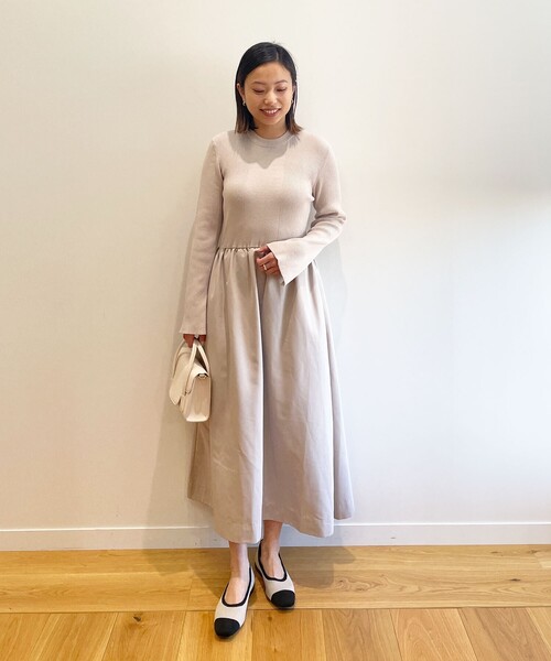 OPAQUE.CLIP（オペークドットクリップ）の「◆ドッキングニットワンピース【洗濯機洗い可】（ワンピース・レディース・ブラック/ライトグレー/ホワイト系5・40/38）」の7枚目の写真