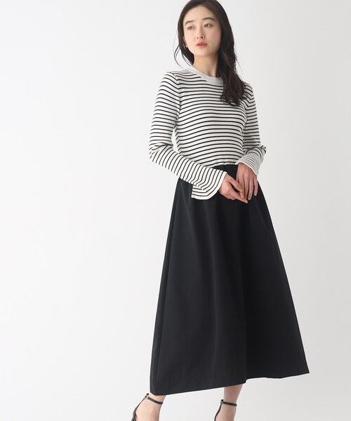 OPAQUE.CLIP（オペークドットクリップ）の「◆ドッキングニットワンピース【洗濯機洗い可】（ワンピース・レディース・ブラック/ライトグレー/ホワイト系5・40/38）」の12枚目の写真