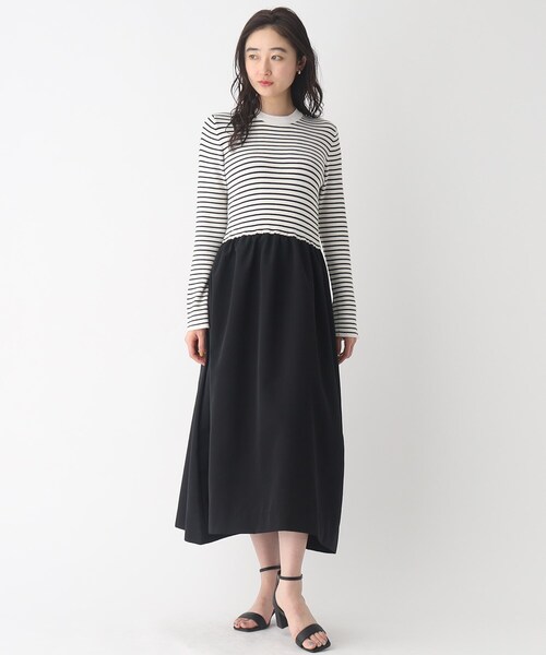 OPAQUE.CLIP（オペークドットクリップ）の「◆ドッキングニットワンピース【洗濯機洗い可】（ワンピース・レディース・ブラック/ライトグレー/ホワイト系5・40/38）」の18枚目の写真