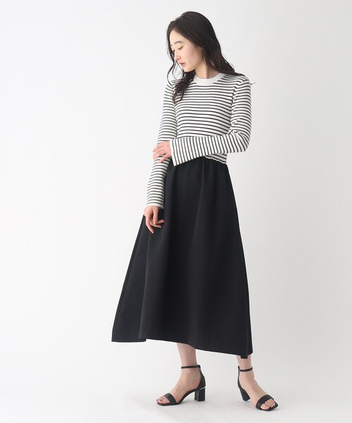 OPAQUE.CLIP（オペークドットクリップ）の「◆ドッキングニットワンピース【洗濯機洗い可】（ワンピース・レディース・ブラック/ライトグレー/ホワイト系5・40/38）」の10枚目の写真