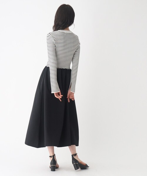 OPAQUE.CLIP（オペークドットクリップ）の「◆ドッキングニットワンピース【洗濯機洗い可】（ワンピース・レディース・ブラック/ライトグレー/ホワイト系5・40/38）」の5枚目の写真