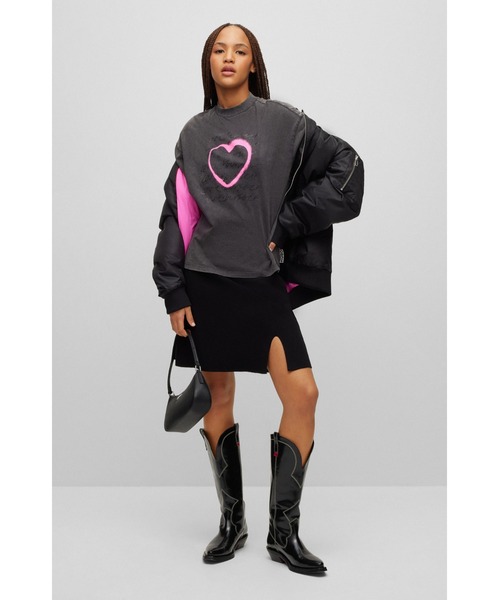 HUGO（ヒューゴ）の「アートワーク コットンジャージー Tシャツ（Tシャツ/カットソー・レディース・ブラック・M/S/XS）」の4枚目の写真