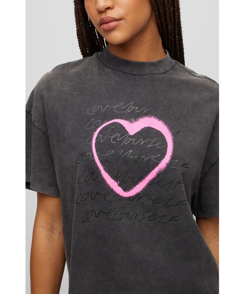 HUGO（ヒューゴ）の「アートワーク コットンジャージー Tシャツ（Tシャツ/カットソー・レディース・ブラック・M/S/XS）」の3枚目の写真