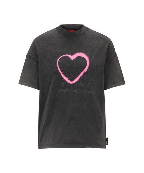 HUGO（ヒューゴ）の「アートワーク コットンジャージー Tシャツ（Tシャツ/カットソー・レディース・ブラック・M/S/XS）」の2枚目の写真