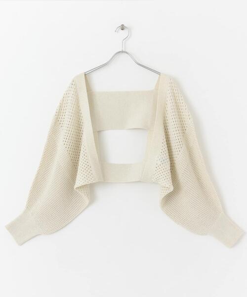 SENSE OF PLACE by URBAN RESEARCH（センスオブプレイスバイアーバンリサーチ）の「ラメバックオープンメッシュボレロ（カーディガン/ボレロ・レディース・パープル/アイボリー/チャコールグレー・ONE）」の4枚目の写真