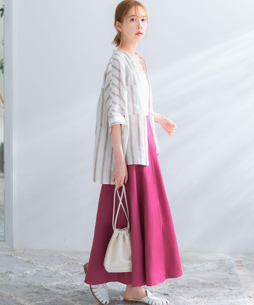 URBAN RESEARCH ROSSO WOMEN(アーバンリサーチ ロッソ)の「セミフレアーリネンスカート(スカート・レディース・ホワイト系その他/スミクロ/ピンク/グリーン系その他・38/36)」の14枚目の写真