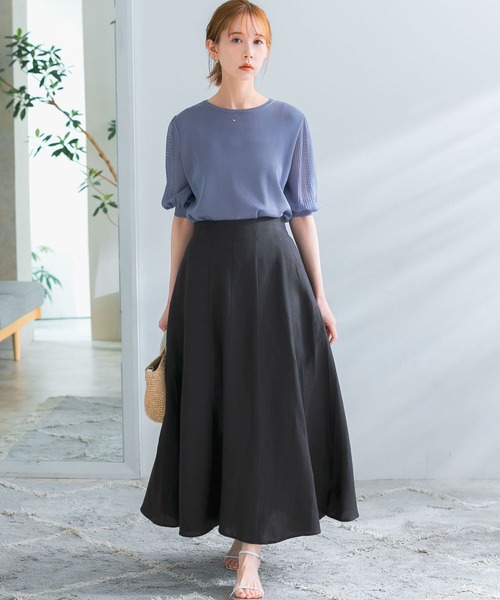 komari様 アーバンリサーチロッソ セミフレアーリネンスカート 36 URBAN RESEARCH ROSSO WOMEN（アーバンリサーチ ロッソ）の