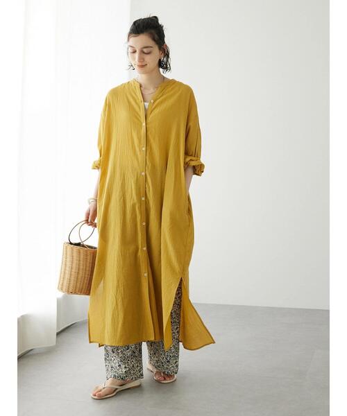 CRAFT STANDARD BOUTIQUE(クラフトスタンダードブティック)の「ジョーゼットワンピース(ワンピース・レディース・ブルー/オフホワイト/チャコールグレー/マスタード・FREE)」の7枚目の写真