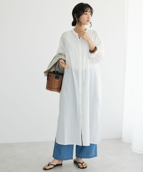 CRAFT STANDARD BOUTIQUE(クラフトスタンダードブティック)の「ジョーゼットワンピース(ワンピース・レディース・ブルー/オフホワイト/チャコールグレー/マスタード・FREE)」の2枚目の写真