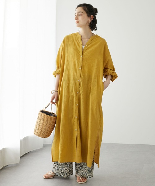 CRAFT STANDARD BOUTIQUE(クラフトスタンダードブティック)の「ジョーゼットワンピース(ワンピース・レディース・ブルー/オフホワイト/チャコールグレー/マスタード・FREE)」の4枚目の写真