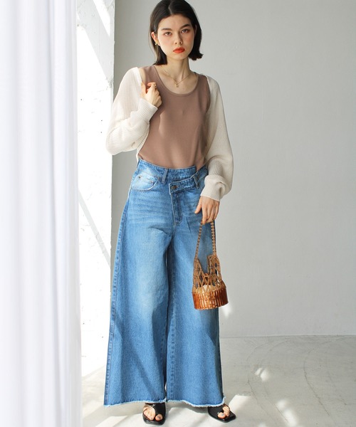 GeeRA（ジーラ）の「前後2wayスリットネックワッフルタンクトップ（タンクトップ・レディース・アイボリー/オレンジ/ブラック/モカ・SMALL/MEDIUM/LARGE）」の17枚目の写真