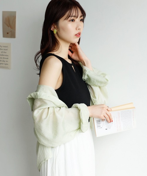 GeeRA（ジーラ）の「前後2wayスリットネックワッフルタンクトップ（タンクトップ・レディース・アイボリー/オレンジ/ブラック/モカ・SMALL/MEDIUM/LARGE）」の10枚目の写真