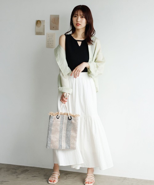 GeeRA（ジーラ）の「前後2wayスリットネックワッフルタンクトップ（タンクトップ・レディース・アイボリー/オレンジ/ブラック/モカ・SMALL/MEDIUM/LARGE）」の11枚目の写真