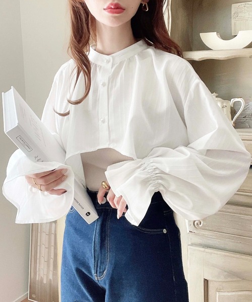 moment+（モーメントプラス）の「ドビーストライプパール釦キャンディ