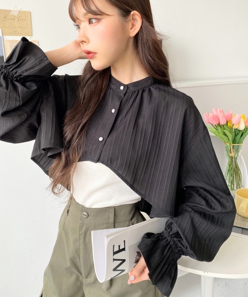 moment+（モーメントプラス）の「ドビーストライプパール釦キャンディ