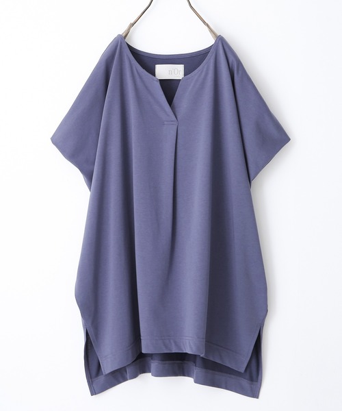 n'OrLABEL（ノアールレーベル）の「【機能素材】『フレンチスリーブカットソー』（Tシャツ/カットソー・レディース・モカ/グリーン/ネイビー/オフホワイト/オレンジ/ブラック/ダークネイビー・FREE）」の5枚目の写真