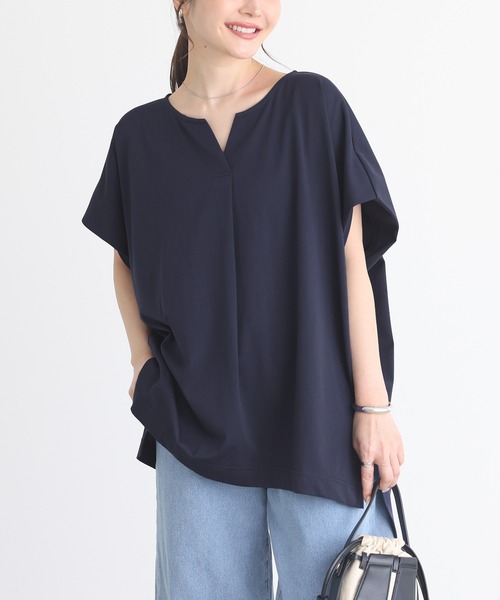 n'OrLABEL（ノアールレーベル）の「【機能素材】『フレンチスリーブカットソー』（Tシャツ/カットソー・レディース・モカ/グリーン/ネイビー/オフホワイト/オレンジ/ブラック/ダークネイビー・FREE）」の6枚目の写真