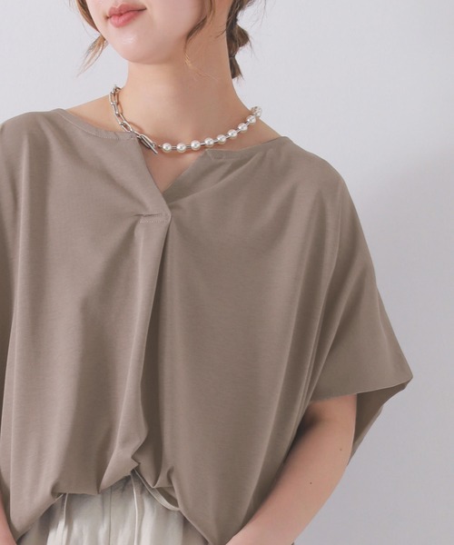 n'OrLABEL（ノアールレーベル）の「【機能素材】『フレンチスリーブカットソー』（Tシャツ/カットソー・レディース・モカ/グリーン/ネイビー/オフホワイト/オレンジ/ブラック/ダークネイビー・FREE）」の22枚目の写真