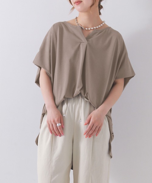 n'OrLABEL（ノアールレーベル）の「【機能素材】『フレンチスリーブカットソー』（Tシャツ/カットソー・レディース・モカ/グリーン/ネイビー/オフホワイト/オレンジ/ブラック/ダークネイビー・FREE）」の21枚目の写真