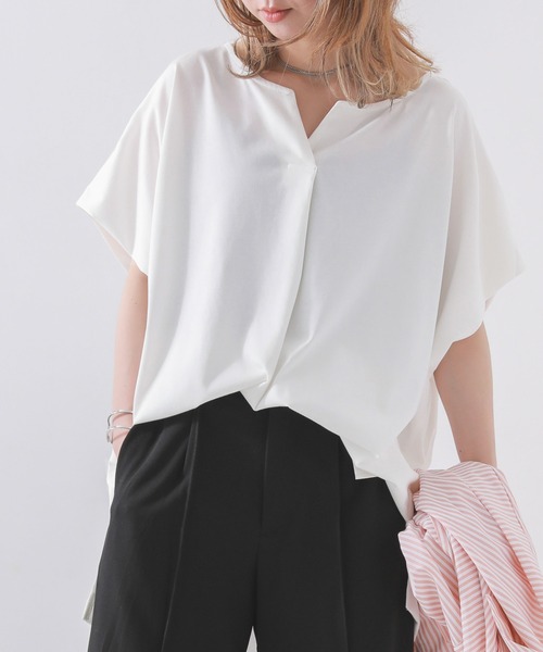 n'OrLABEL（ノアールレーベル）の「【機能素材】『フレンチスリーブカットソー』（Tシャツ/カットソー・レディース・モカ/グリーン/ネイビー/オフホワイト/オレンジ/ブラック/ダークネイビー・FREE）」の15枚目の写真