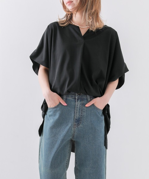 n'OrLABEL（ノアールレーベル）の「【機能素材】『フレンチスリーブカットソー』（Tシャツ/カットソー・レディース・モカ/グリーン/ネイビー/オフホワイト/オレンジ/ブラック/ダークネイビー・FREE）」の17枚目の写真