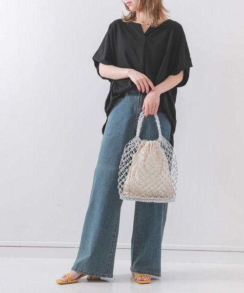 n'OrLABEL（ノアールレーベル）の「【機能素材】『フレンチスリーブカットソー』（Tシャツ/カットソー・レディース・モカ/グリーン/ネイビー/オフホワイト/オレンジ/ブラック/ダークネイビー・FREE）」の19枚目の写真