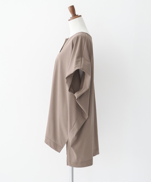 n'OrLABEL（ノアールレーベル）の「【機能素材】『フレンチスリーブカットソー』（Tシャツ/カットソー・レディース・モカ/グリーン/ネイビー/オフホワイト/オレンジ/ブラック/ダークネイビー・FREE）」の12枚目の写真