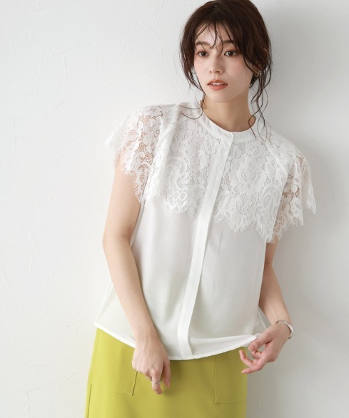 Pierrot(ピエロ)の「デザインレースブラウス(シャツ/ブラウス・レディース・ブラック/オフホワイト・M/L)」の15枚目の写真