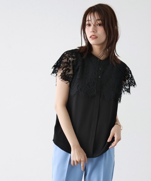 Pierrot(ピエロ)の「デザインレースブラウス(シャツ/ブラウス・レディース・ブラック/オフホワイト・M/L)」の19枚目の写真