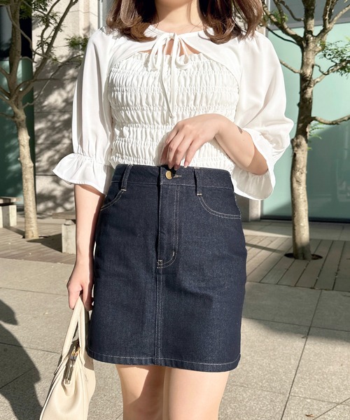 apres jour(アプレジュール)の「花刺繍ミニスカート【ZOZOTOWN限定アイテム】(デニムスカート・レディース・ブラック/ピンク/インディゴブルー・MEDIUM/X-LARGE/SMALL)」の12枚目の写真
