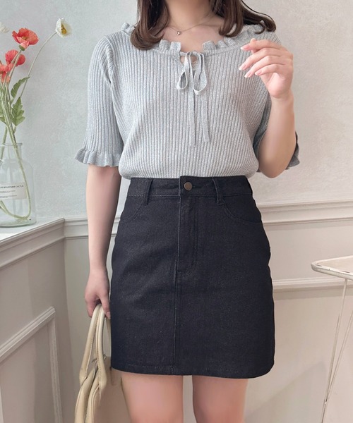 apres jour(アプレジュール)の「花刺繍ミニスカート【ZOZOTOWN限定アイテム】(デニムスカート・レディース・ブラック/ピンク/インディゴブルー・MEDIUM/X-LARGE/SMALL)」の17枚目の写真