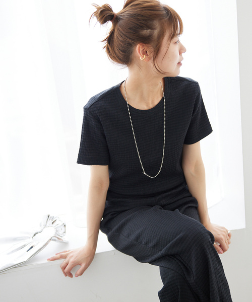 JOURNAL STANDARD relume（ジャーナルスタンダード　レリューム）の「ストレッチクレープクルーネックTEE（Tシャツ/カットソー・レディース・ブラック/ネイビー/ブルー・FREE）」の12枚目の写真