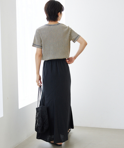 JOURNAL STANDARD relume（ジャーナルスタンダード　レリューム）の「ストレッチクレープクルーネックTEE（Tシャツ/カットソー・レディース・ブラック/ネイビー/ブルー・FREE）」の8枚目の写真