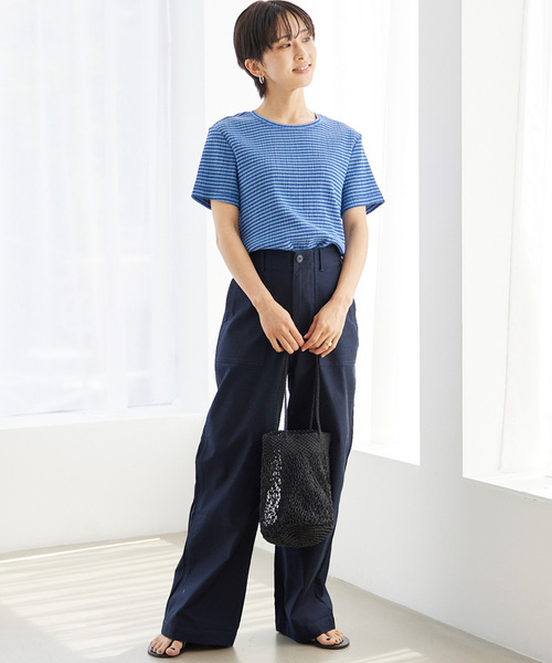 JOURNAL STANDARD relume（ジャーナルスタンダード　レリューム）の「ストレッチクレープクルーネックTEE（Tシャツ/カットソー・レディース・ブラック/ネイビー/ブルー・FREE）」の9枚目の写真