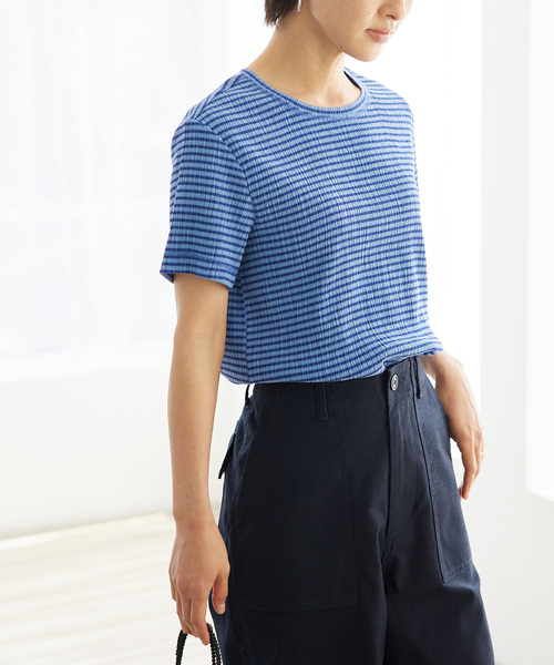 JOURNAL STANDARD relume（ジャーナルスタンダード　レリューム）の「ストレッチクレープクルーネックTEE（Tシャツ/カットソー・レディース・ブラック/ネイビー/ブルー・FREE）」の5枚目の写真